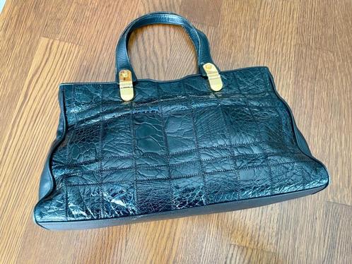 Élégant sac à main noir pour femme en cuir véritable, Handtassen en Accessoires, Tassen | Damestassen, Zo goed als nieuw, Handtas