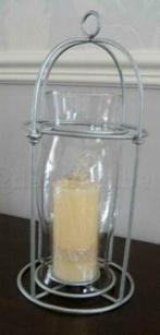 ijzeren kandelaar of lantaren + nieuwe kaars, Gris, Enlèvement ou Envoi, Comme neuf, Métal