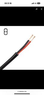 2 stuks Platte kabel 2x1,5mm2 zwart, aders: rood zwart, Ophalen, Nieuw