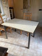 Keukentafel graniet met ijzeren poten 120x80cm, Huis en Inrichting, Tafels | Eettafels, Ophalen, Zo goed als nieuw