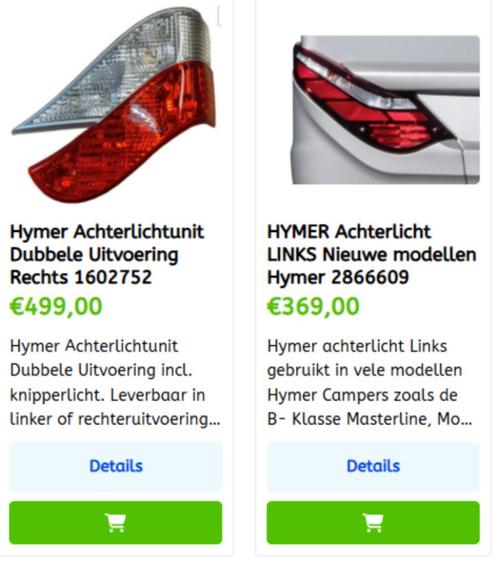 Hymer achterlichten diverse soorten hier te koop! hymer, Caravans en Kamperen, Mobilhome-accessoires, Nieuw, Ophalen of Verzenden