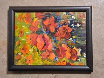 Fleurige acrylverf schilderij gesigneerd B. PETERS beschikbaar voor biedingen