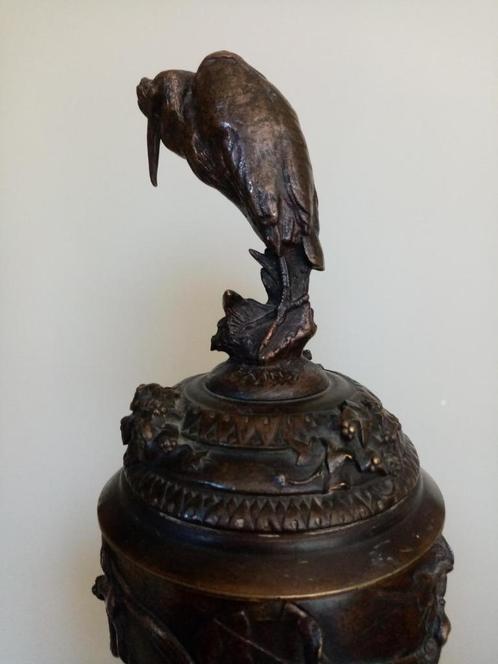 Cassolette coupe bronze animalier Auguste Cain, Antiek en Kunst, Antiek | Brons en Koper, Brons, Ophalen