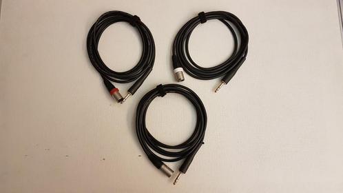 XLR male naar gebalanceerde jack - 3 identieke kabels, 3m, Musique & Instruments, Câbles & Prises, Comme neuf, Appareillage, Enlèvement ou Envoi