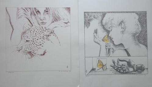 PAUL DE COCKER/ LOT 2 STUKS / SENSUEEL / KLEURLITHO 42x36cm, Antiek en Kunst, Kunst | Litho's en Zeefdrukken, Ophalen of Verzenden