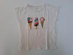 Mt 104 Witte T-shirt veelkleurige ijsjes met glinsters, Kinderen en Baby's, Kinderkleding | Maat 104, Gebruikt, Meisje, Name it