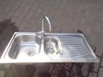 Inox wasbak Franke 100 x 50 x 24 cm, Ophalen, Gebruikt, Inox, Kraan