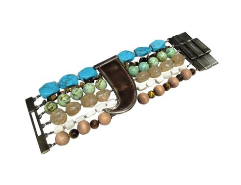 Nieuwe Dyrberg/Kern armband met natuurlijke stenen, Bijoux, Sacs & Beauté, Bracelets, Neuf, Bleu, Avec bracelets à breloques ou perles