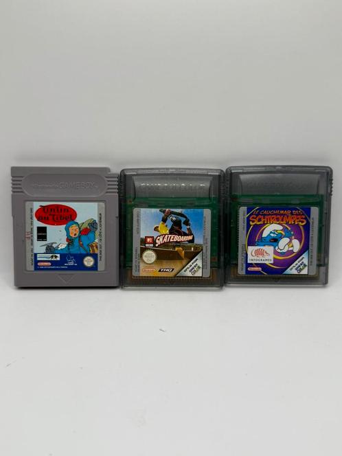 Tintin Tibet + Schtroumpfs + Skateboarding Nintendo GameBoy, Games en Spelcomputers, Games | Nintendo Game Boy, Gebruikt, Avontuur en Actie