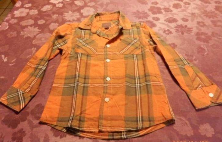 (5)- chemise garçon t.4 ans orange - esprit -, Kinderen en Baby's, Kinderkleding | Maat 104, Zo goed als nieuw, Jongen, Shirt of Longsleeve