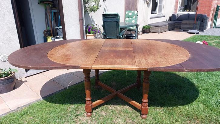 Eiken houten tafel die aanpasbaar is in grootte, Huis en Inrichting, Tafels | Eettafels, Gebruikt, 100 tot 150 cm, Vijf personen of meer