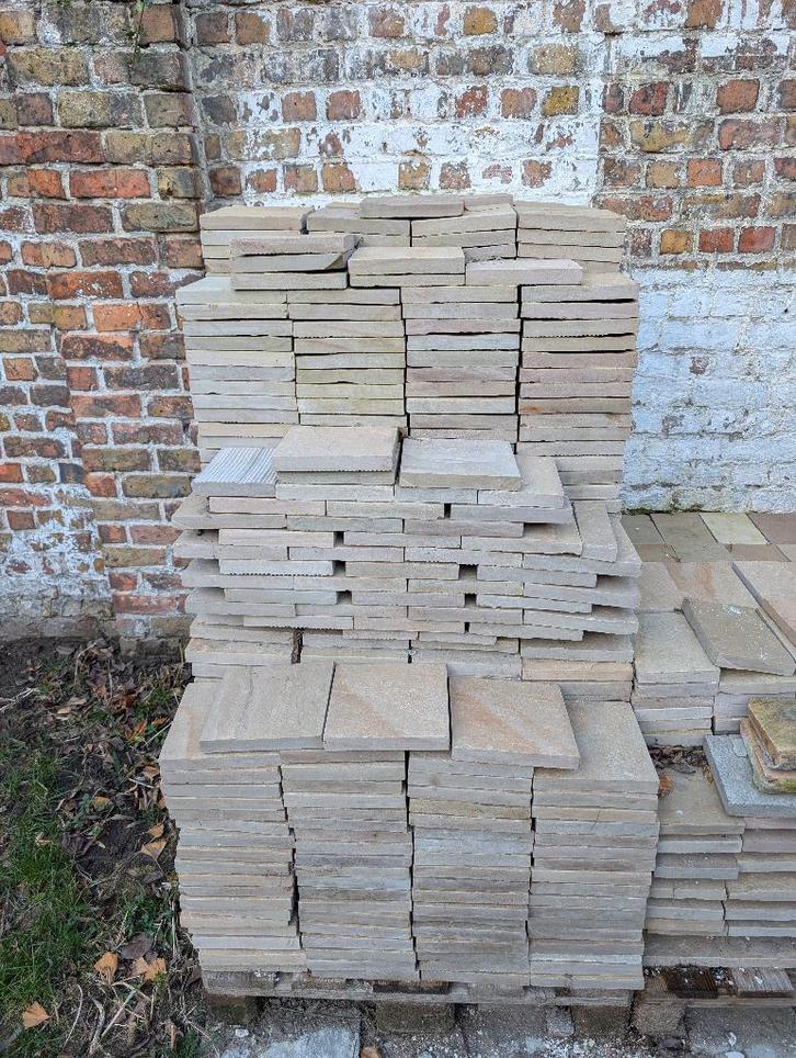 Terrastegels 20x20x2,5cm Zandsteen (+- 36m2), Tuin en Terras, Tegels en Klinkers, Zo goed als nieuw, Terrastegels, Natuursteen