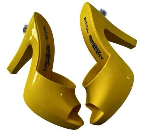 Jeremy Scott x Melissa Opblaasbare Gele hakken pumps 38, Kleding | Dames, Schoenen, Zo goed als nieuw, Pumps, Geel, Ophalen of Verzenden
