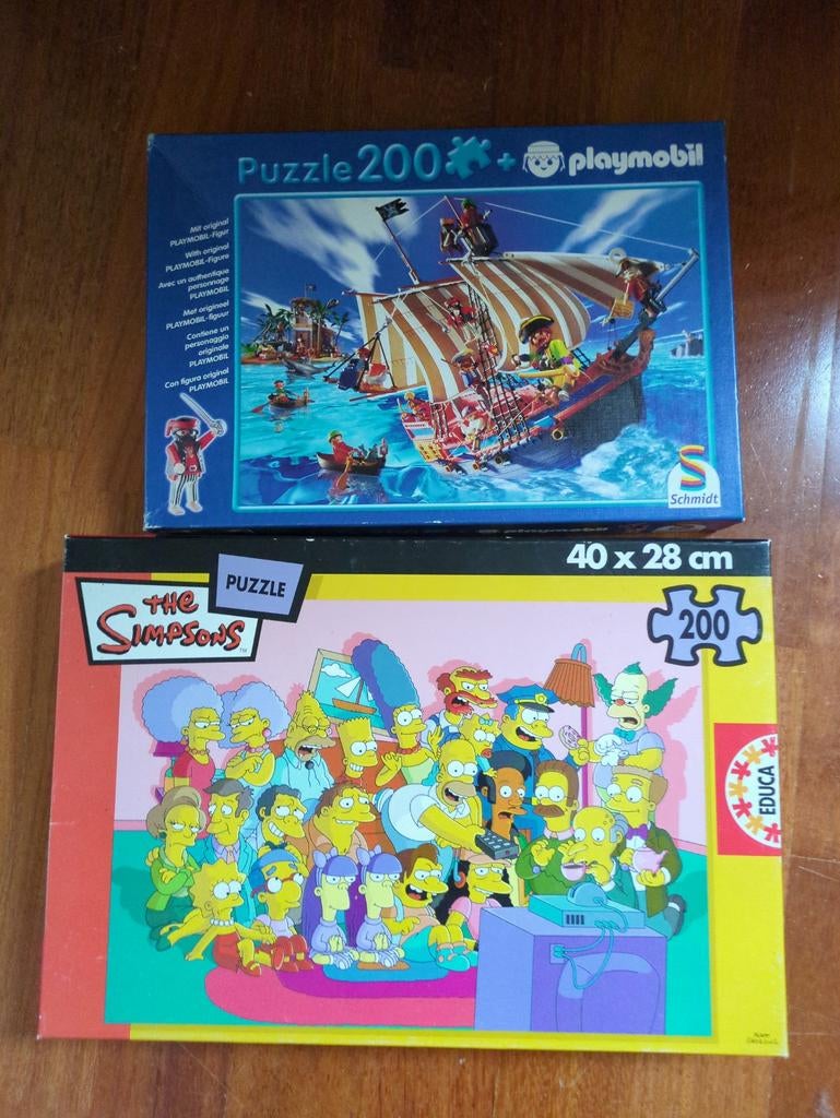 Puzzels 200 stukjes Playmobil en the simpsons, Ophalen
