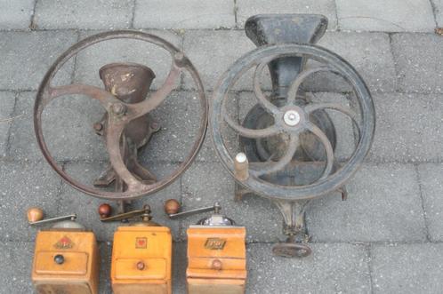 5 x antieke koffiemolens (gietijzer / hout), Antiek en Kunst, Antiek | Keukengerei, Ophalen of Verzenden