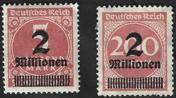 2 Postzegels Duitse Rijk 1923 Cijfer opdruk (III) beschikbaar voor biedingen