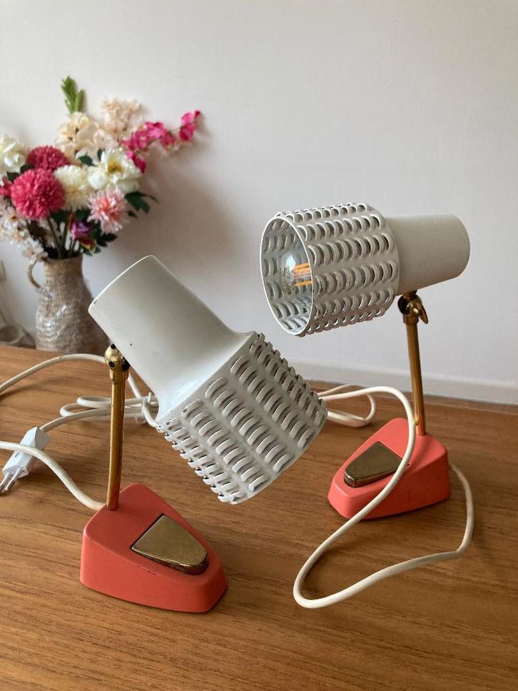 Retro nachtlampjes jaren 1950 - '60, Huis en Inrichting, Lampen | Tafellampen, Gebruikt, Metaal, Overige materialen, Ophalen