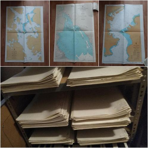 anciennes cartes marines avec itinéraires de navigation, Antiquités & Art, Curiosités & Brocante, Enlèvement ou Envoi