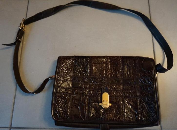 Vintage handtas Zenith in krokodilleleer, Handtassen en Accessoires, Tassen | Damestassen, Gebruikt, Handtas, Ophalen of Verzenden