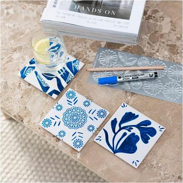 Hobbyset Porseleinen Onderzetters Blauw 3 stuks beschikbaar voor biedingen