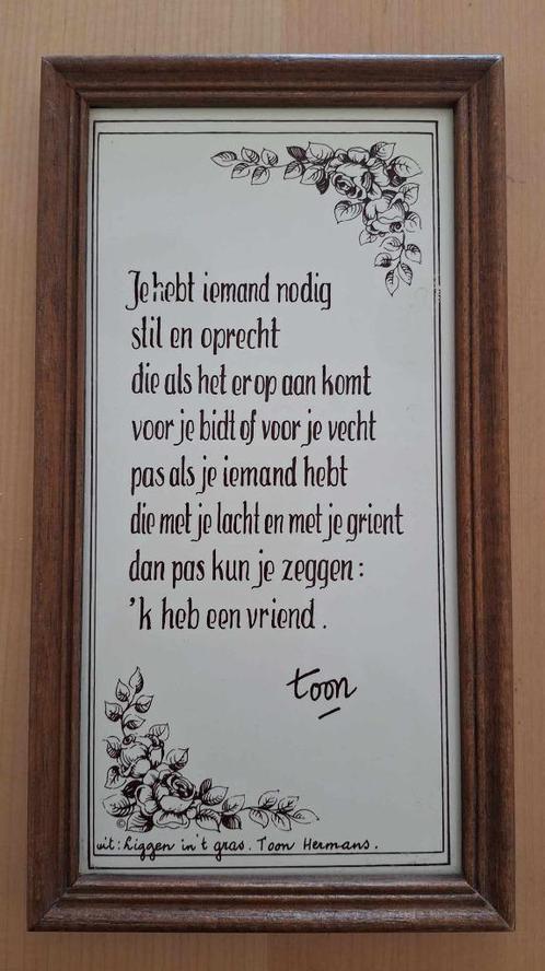 Te koop siertegel met gedicht Vriend van Toon Hermans., Maison & Meubles, Accessoires pour la Maison | Tableaux à écrire & Proverbes