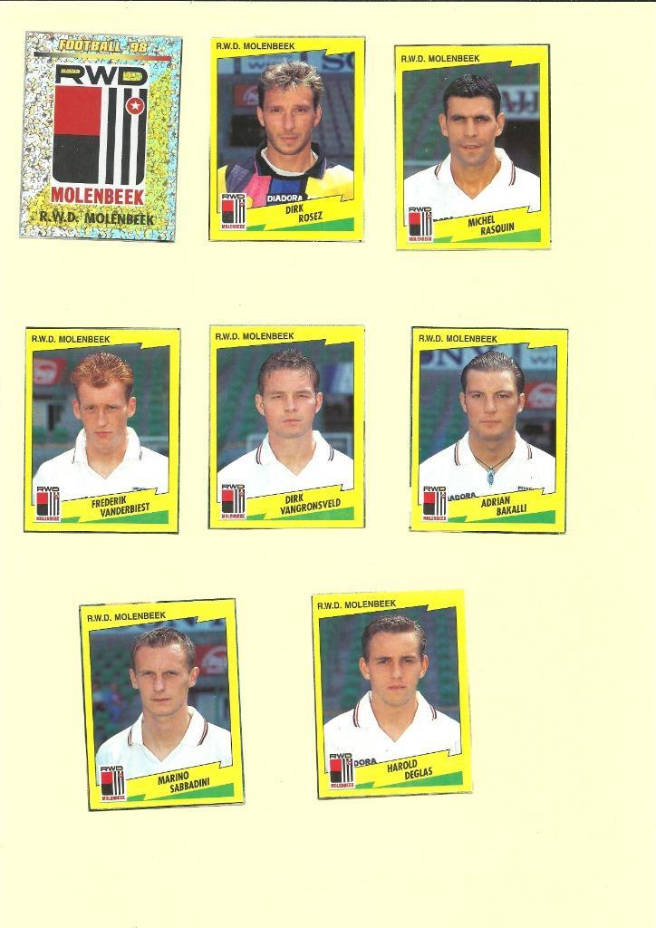 Panini Football 98 - RWDM Molenbeek - recup, Hobby en Vrije tijd, Stickers en Plaatjes, Gebruikt, Meerdere plaatjes, Ophalen of Verzenden