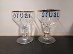 Lot de 2 verres émaillés ORVAL, Collections, Marques de bière, Enlèvement, Comme neuf, Verre ou Verres