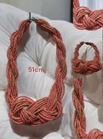 Ketting zalmroze goud 51cm tweedehands, Handtassen en Accessoires, Kettingen, Verzenden, Zo goed als nieuw, Roze, Overige materialen