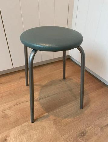 Tabouret avec coussin en skaï vert menthe, Enlèvement ou Envoi, Utilisé
