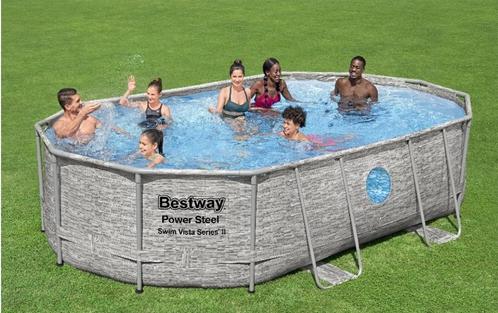Nieuw BESTWAY ovaal zwembad 4,88 x 3,05 x H1,07m met pomp, Tuin en Terras, Tuinmeubel-accessoires, Nieuw, Ophalen