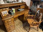 vintage bureau met rolluik en stoel, Enlèvement, Comme neuf, Bureau