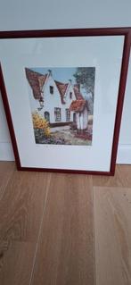 Genummerde gekleurde tekening in kader van Hebbelinck, Antiek en Kunst, Ophalen