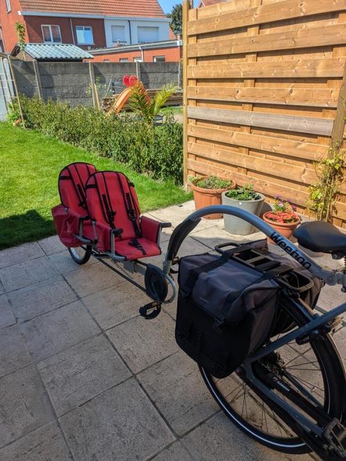 Aanhangfiets voor twee kinderen, Fietsen en Brommers, Fietsaccessoires | Aanhangwagens en Karren, Gebruikt, Aanhangfiets, 40 tot 60 kg