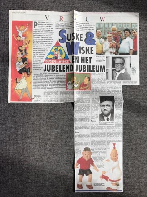 Vandersteen ARTIKEL Suske en Wiske 50 jaar 23/9/1995 Telegra, Boeken, Stripverhalen, Ophalen of Verzenden