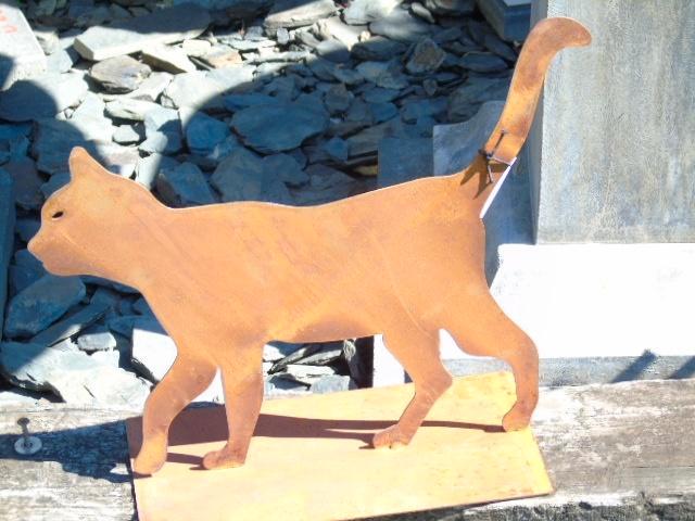 chat debout en fer forgé rouillé sur plaque, Jardin & Terrasse, Décoration murale de jardin, Neuf, Enlèvement ou Envoi