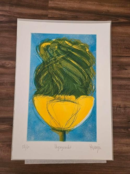 Jean Messagier Paysagesorbet 1985 Aquatint nº 58/60, Antiek en Kunst, Kunst | Litho's en Zeefdrukken, Ophalen