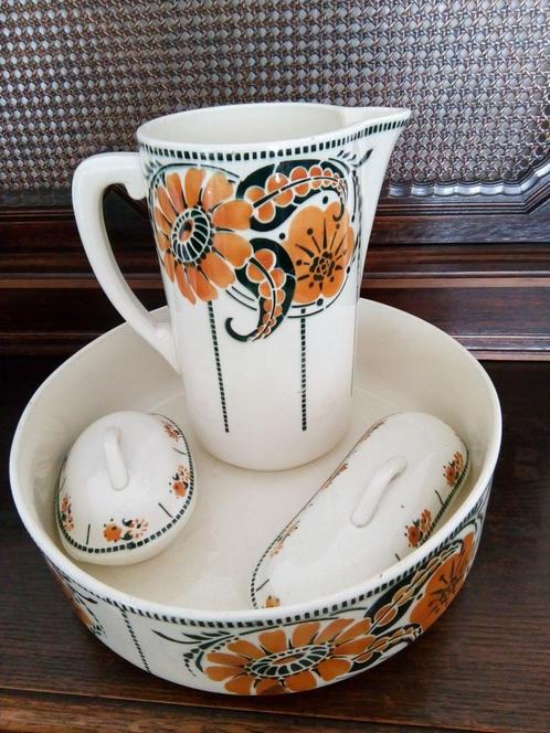 Ceranord vintage lampetstel st amand nord 2 stuk kan en teil, Antiek en Kunst, Curiosa en Brocante, Ophalen
