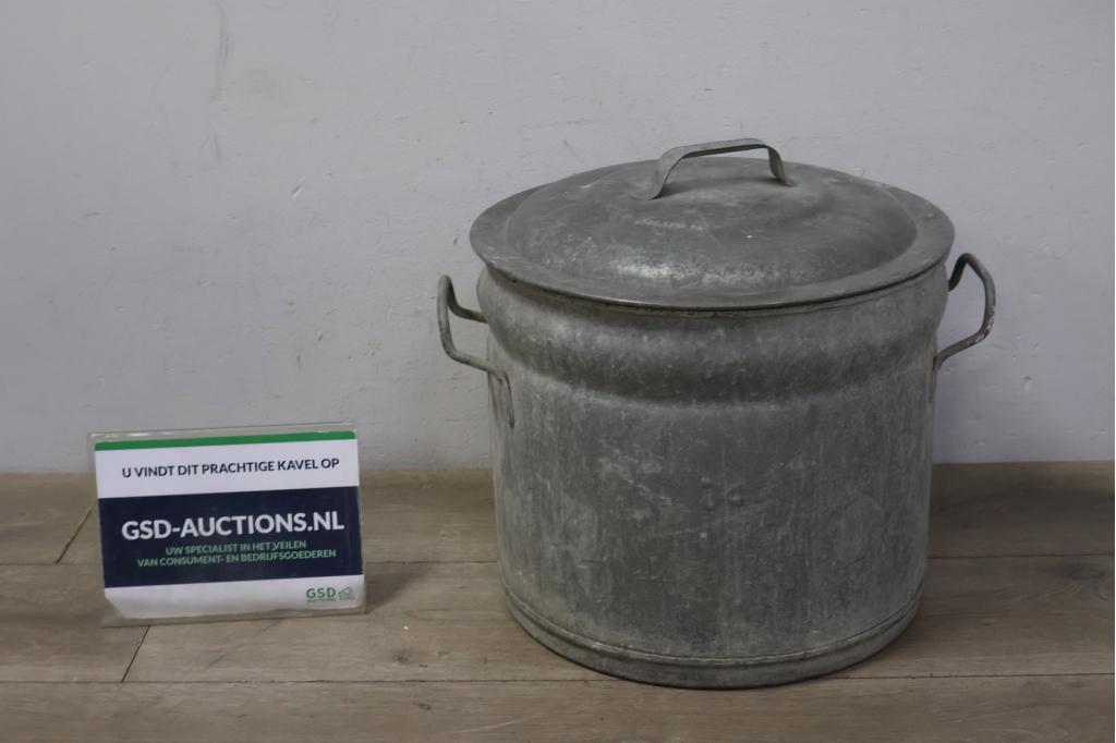 Zinken Wasteil/Wasketel met Deksel, Ophalen of Verzenden