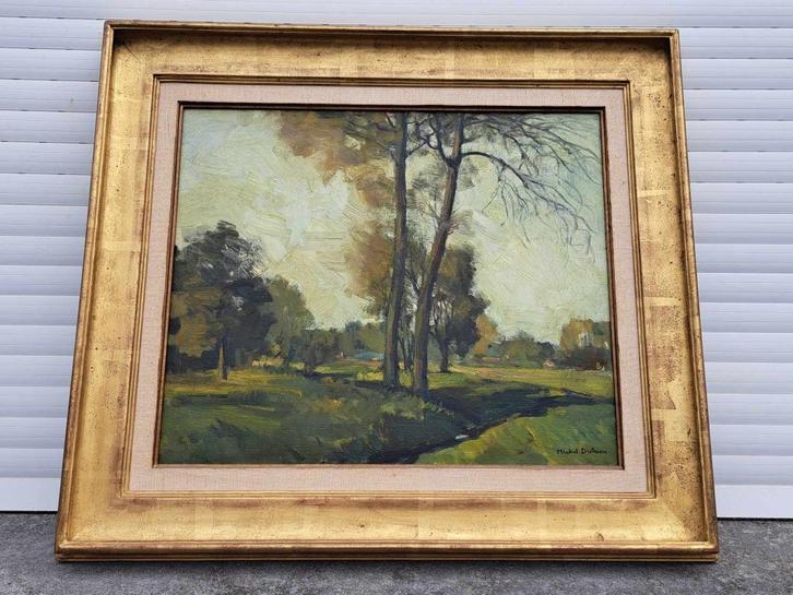 huile sur toile paysage signe michel dutrieu, Antiek en Kunst, Kunst | Schilderijen | Klassiek, Ophalen of Verzenden