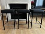 3 tabourets hauts noir, Maison & Meubles, Tabourets de bar, 3 tabourets, Enlèvement, Comme neuf, Cuir