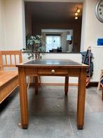 Massief houten tafel met graniet, Huis en Inrichting, Tafels | Eettafels, Gebruikt, Ophalen