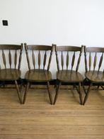 Vier klassieke houten caféstoelen, Huis en Inrichting, Stoelen, Vier, Bruin, Zo goed als nieuw, Hout