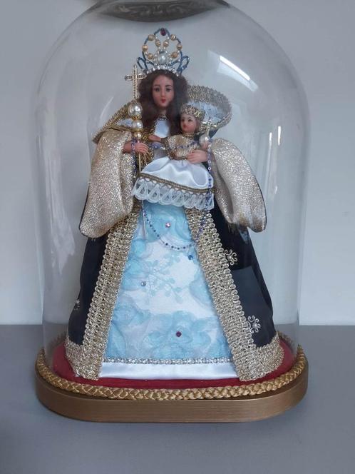 Prachtige Madonna met kind onder stolp zie beschrijving, Antiquités & Art, Antiquités | Objets religieux, Enlèvement