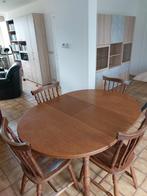 Ronde houten eettafel, diameter 110 cm. uitschuifbaar, Huis en Inrichting, Ophalen, Gebruikt