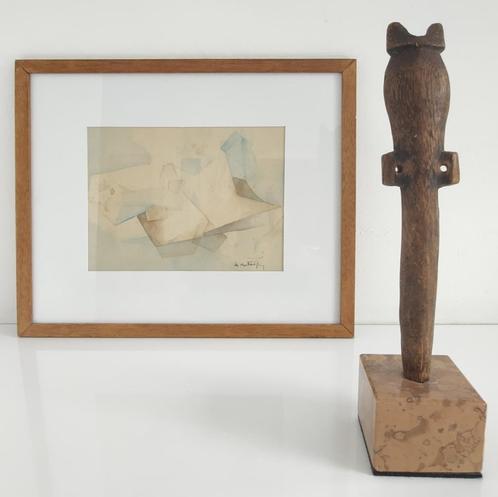 FLUTE LOBI (BURKINA FASO) /Marmeren onderstel, Antiek en Kunst, Kunst | Beelden en Houtsnijwerken, Ophalen
