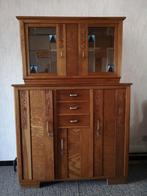 Vintage etalagekast met gekleurd glas-in-lood (kast1), Huis en Inrichting, Kasten | Vitrinekasten, Ophalen, 100 tot 150 cm, Art deco, klassiek, eigentijds