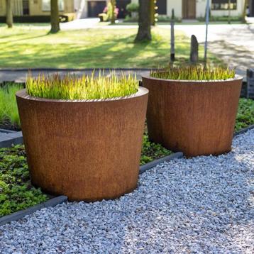 bacs à fleurs, jardinières en acier corten