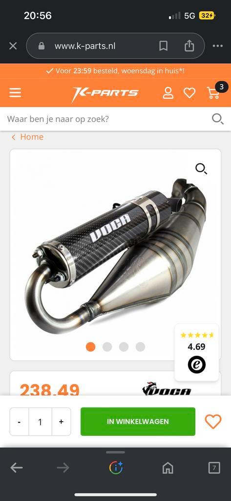 Voca uitlaat (aerox, nitro), Vélos & Vélomoteurs, Pièces de cyclomoteur | Général, Comme neuf, Pot d'échappement, Enlèvement