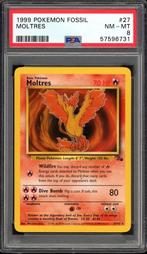 Moltres PSA 8 - 27/62 - Fossil 1999, Hobby en Vrije tijd, Verzamelkaartspellen | Pokémon, Verzenden, Zo goed als nieuw, Losse kaart