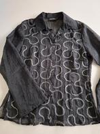 zwarte doorschijnende blouse met motief, Maat 38/40 (M), Promiss, Zwart, Ophalen of Verzenden